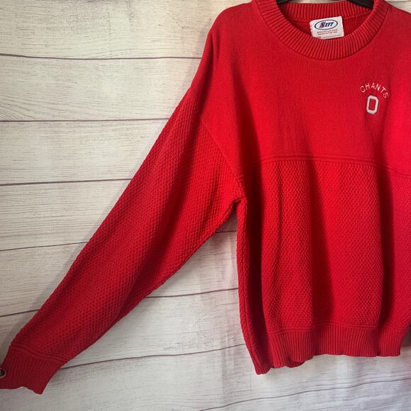 Vintage NEFF Red Chants Men's Knit Sweater Y2K Crew Neck Cotton - Picture 4 of 15